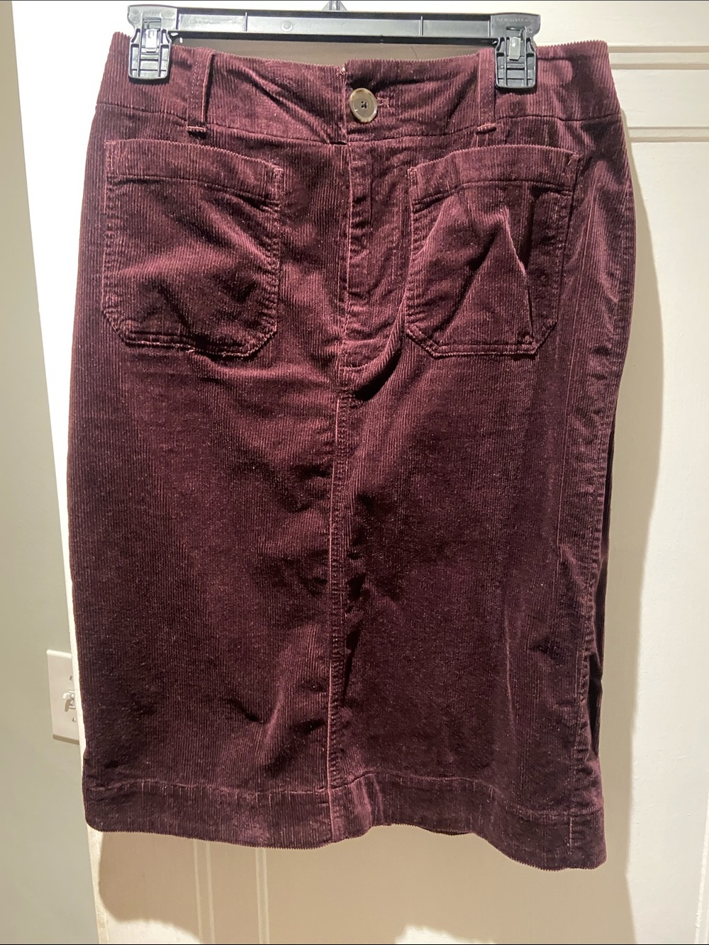 Mauve Corduroy Pencil Skirt in Plum